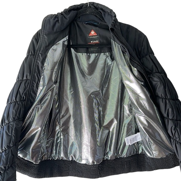 COLUMBIA WOMEN’S OMNI HEAT BLACK QUILTED BOMBER JACKET POCKETS | LARGE - Picture 7 of 12
